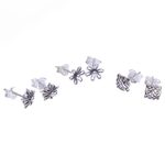 Sterling silver stud earrings, 'Daily Bloom' (set of 3) - Sterling Silver Stud Earrings with Floral Motif (Set of 3)