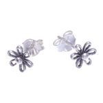 Sterling silver stud earrings, 'Daily Bloom' (set of 3) - Sterling Silver Stud Earrings with Floral Motif (Set of 3)
