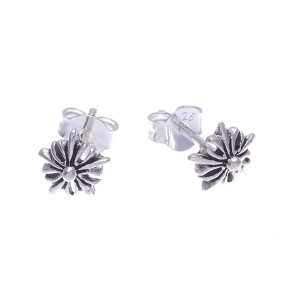 Sterling silver stud earrings, 'Daily Bloom' (set of 3) - Sterling Silver Stud Earrings with Floral Motif (Set of 3)