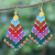 Gold-accented macrame dangle earrings, 'Boho Rainbow' - Gold-Accented Macrame Dangle Earrings (image 2) thumbail