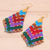 Gold-accented macrame dangle earrings, 'Boho Rainbow' - Gold-Accented Macrame Dangle Earrings (image 2b) thumbail