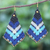 Gold-accented macrame dangle earrings, 'Blue Boho' - Handmade Gold-Accented Macrame Earrings (image 2) thumbail