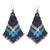 Gold-accented macrame dangle earrings, 'Blue Boho' - Handmade Gold-Accented Macrame Earrings thumbail