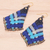 Gold-accented macrame dangle earrings, 'Blue Boho' - Handmade Gold-Accented Macrame Earrings (image 2b) thumbail