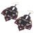 Gold-accented macrame dangle earrings, 'Boho Daisy in Black' - Gold-Accented Macrame Earrings with Brass Beads (image 2c) thumbail