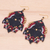 Gold-accented macrame dangle earrings, 'Boho Blaze in Black' - Hand-Knotted Macrame Dangle Earrings