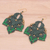 Gold-accented macrame dangle earrings, 'Boho Daisy in Green' - Hand Crafted Macrame Earrings with Gold Accent (image 2b) thumbail