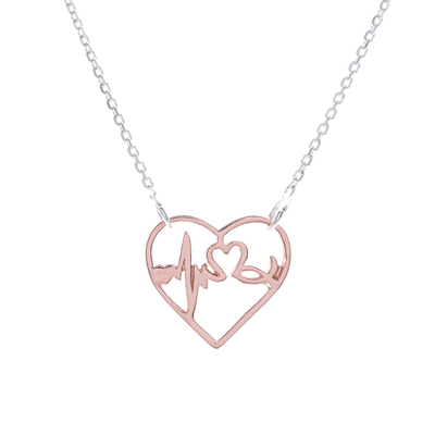 Rose gold and sterling silver pendant necklace, 'Be Still My Heart' - Heartbeat Theme Pendant Necklace