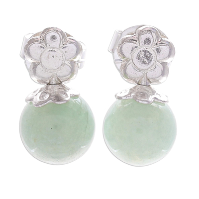 Artisan Crafted Jade and Silver Earrings