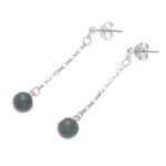 Jade dangle earrings, 'Chiang Rai Rain' - Artisan Crafted Jade Dangle Earrings