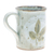 Taza de ceramica - Taza de cerámica color crema hecha a mano con motivo de hojas