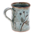 Ceramic mug, 'Natural Impressions' - Grey Ceramic Mug with Imprinted Leaves