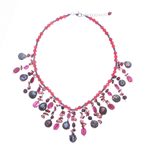 Multi-gemstone waterfall necklace, 'Sugar Berry' - Thai Cultured Pearl and Garnet Waterfall Necklace