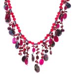 Multi-gemstone waterfall necklace, 'Sugar Berry' - Thai Cultured Pearl and Garnet Waterfall Necklace