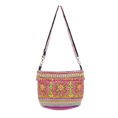 Hmong Hill Tribe Cotton-Blend Sling Bag from Thailand