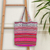 Cross-stitch tote bag, 'On Vacation' - Hmong Cross-Stitch Cotton-Blend Tote Bag