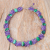 Serpentine beaded necklace, 'Forest Glade'