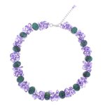 Serpentine beaded necklace, 'Forest Glade' - Serpentine and Purple Glass Beaded Necklace