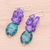 Serpentine dangle earrings, 'Forest Glade' - Serpentine and Purple Glass Bead Dangle Earrings