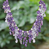 Featured review for Multi-gemstone waterfall necklace, Lavender Ocean