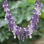 Multi-gemstone waterfall necklace, 'Lavender Ocean' - Thai Cultured Pearl and Amethyst Waterfall Necklace
