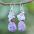 Multi-gemstone dangle earrings, 'Pale Sky' - Handmade Thai Quartz and Garnet Dangle Earrings (image 2) thumbail