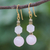 Rose quartz and hematite dangle earrings, 'Blushing' - Gold Plated Rose Quartz Dangle Earrings