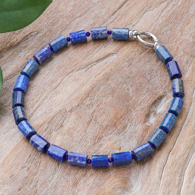 Lapislazuli-Perlenkette - Kunsthandwerklich gefertigte Lapislazuli-Halskette