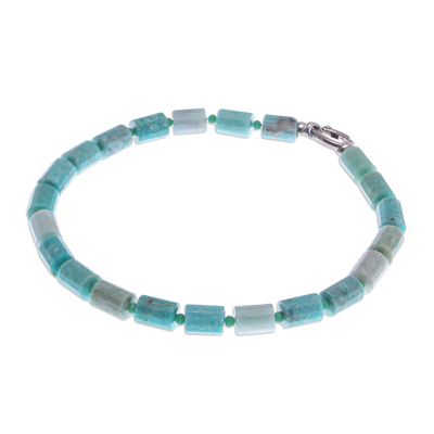Amazonite beaded necklace, 'Aqua Sea' - Handcrafted Amazonite Bead Necklace