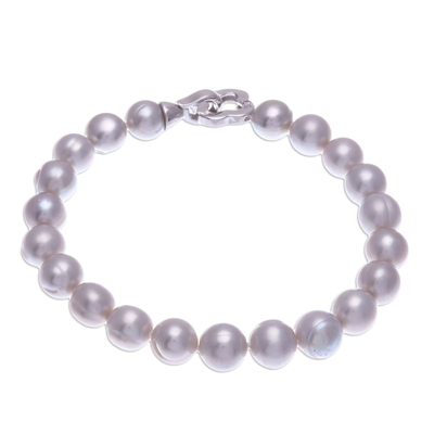 Conjunto de joyas con perlas cultivadas - Collar y pulsera artesanales de perlas cultivadas grises