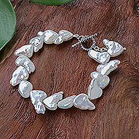 Cultured pearl bracelet, 'Born of the Sea in White'