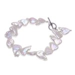 Cultured pearl bracelet, 'Born of the Sea in White' - Baroque Cultured Pearl Bracelet from Thailand