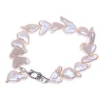 Cultured pearl bracelet, 'Born of the Sea in White' - Baroque Cultured Pearl Bracelet from Thailand