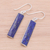 Lapis lazuli dangle earrings, 'Indigo Night' - Artisan Crafted Lapis Lazuli Earrings (image 2b) thumbail