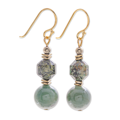 Beaded Earrings with Jade and Hematite