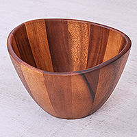 Wood salad bowl, 'Time for Dinner' - Handcrafted Wooden Salad Bowl