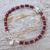 Garnet and silver pendant bracelet, 'Khao River Charm' - Beaded Hill Tribe Bracelet with Garnets (image 2b) thumbail