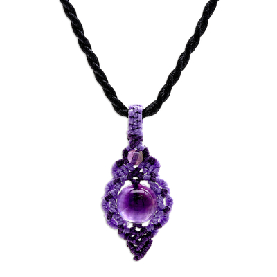 Macrame Necklace with Amethyst Beads
