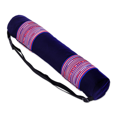 Hand-woven cotton yoga mat carrier, 'Fun Fitness' - Hand-Woven Cotton Yoga Mat Carrier