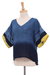 Cotton batik blouse, 'Modern Mood' - Blue Batik Cotton Blouse (image 2e) thumbail