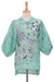 Cotton batik blouse, 'Green Garden' - Hand-Painted Batik Cotton Blouse thumbail