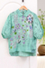 Cotton batik blouse, 'Green Garden' - Hand-Painted Batik Cotton Blouse (image 2c) thumbail