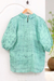 Cotton batik blouse, 'Green Garden' - Hand-Painted Batik Cotton Blouse