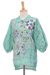 Cotton batik blouse, 'Green Garden' - Hand-Painted Batik Cotton Blouse (image 2e) thumbail
