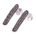 Marcasite drop earrings, 'Dream Glitter' - Artisan Crafted Marcasite and Sterling Silver Drop Earrings