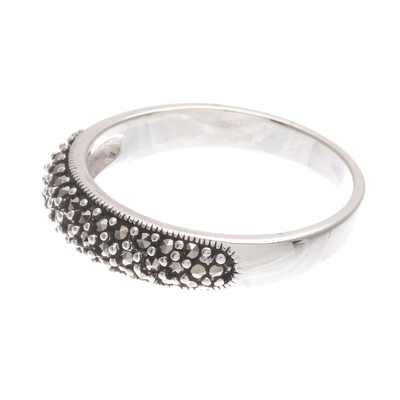 Marcasite band ring, 'Dream Glitter' - Hand Made Marcasite and Sterling Silver Band Ring