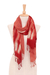 Hand-woven batik silk scarves, 'Cozy Nook' (pair) - Hand-Woven Batik Silk Scarves in Crimson and Orange (Pair) thumbail