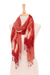 Hand-woven batik silk scarves, 'Cozy Nook' (pair) - Hand-Woven Batik Silk Scarves in Crimson and Orange (Pair) (image 2b) thumbail
