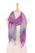 Hand-woven batik silk scarves, 'Stormy Sky' (pair) - Hand-Woven Batik Silk Scarves in Purple and Grey (Pair) thumbail
