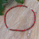 Howlite and jasper pendant necklace, 'Modern Tribal' - Hill Tribe Howlite and Jasper Pendant Necklace